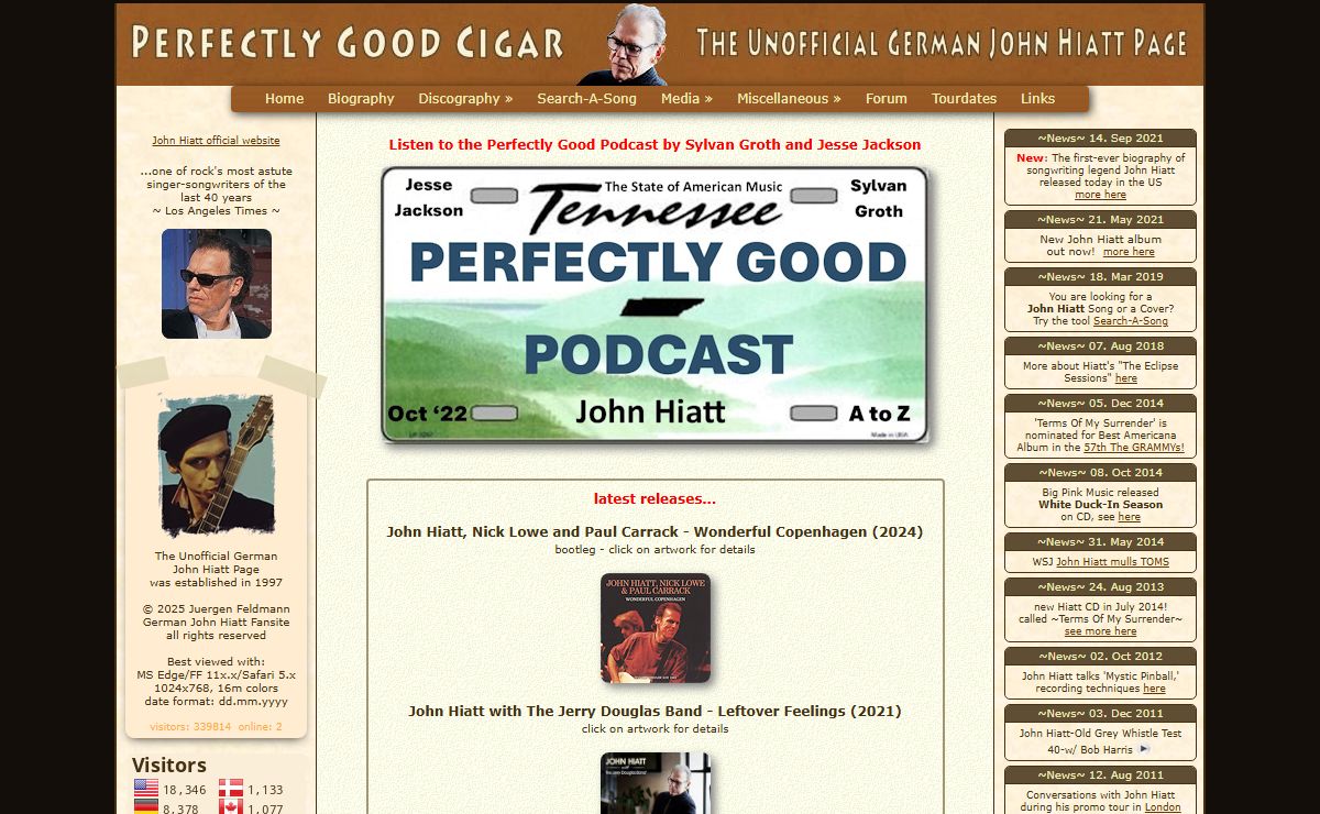 Perfectly Good Cigar - The Unofficial German John Hiatt-Page