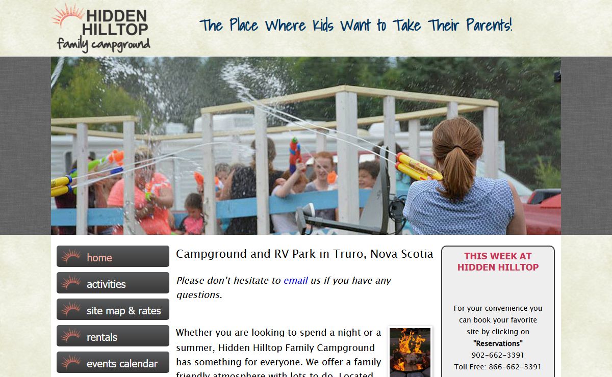 Camping and RV Accommodations - Hidden Hilltop Family Campground in Nova Scotia, Canada