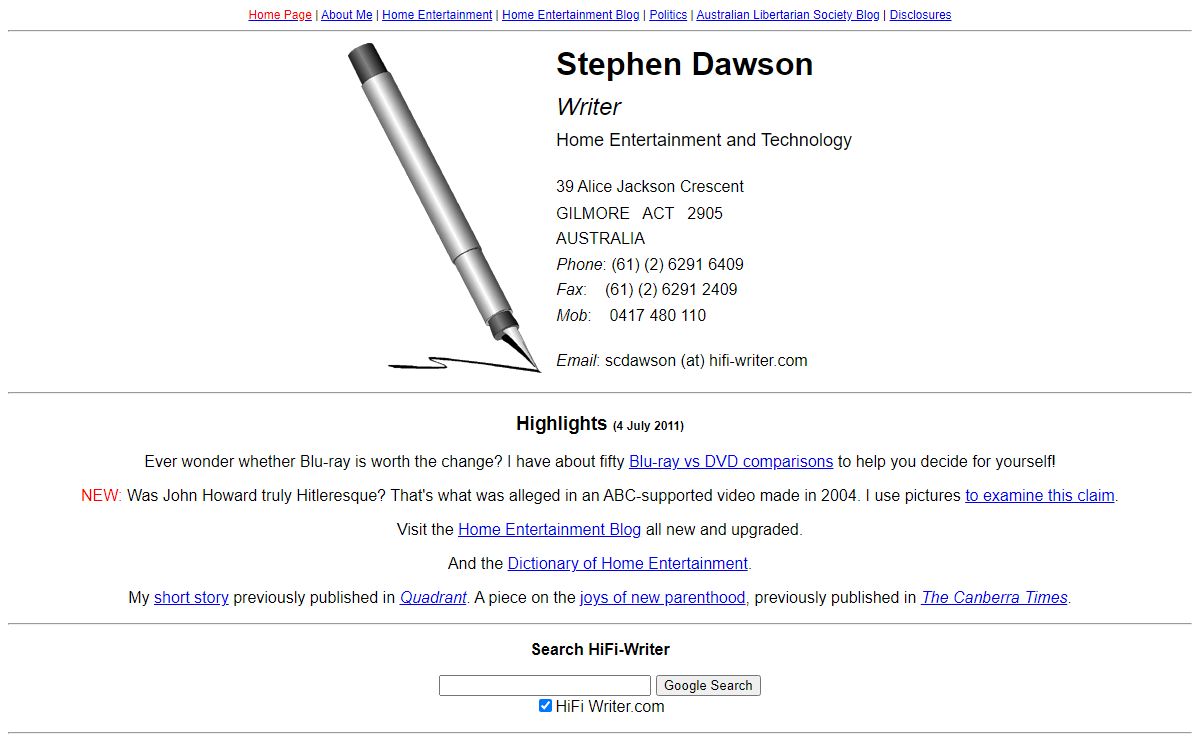 Hi Fi Writer - Stephen Dawson