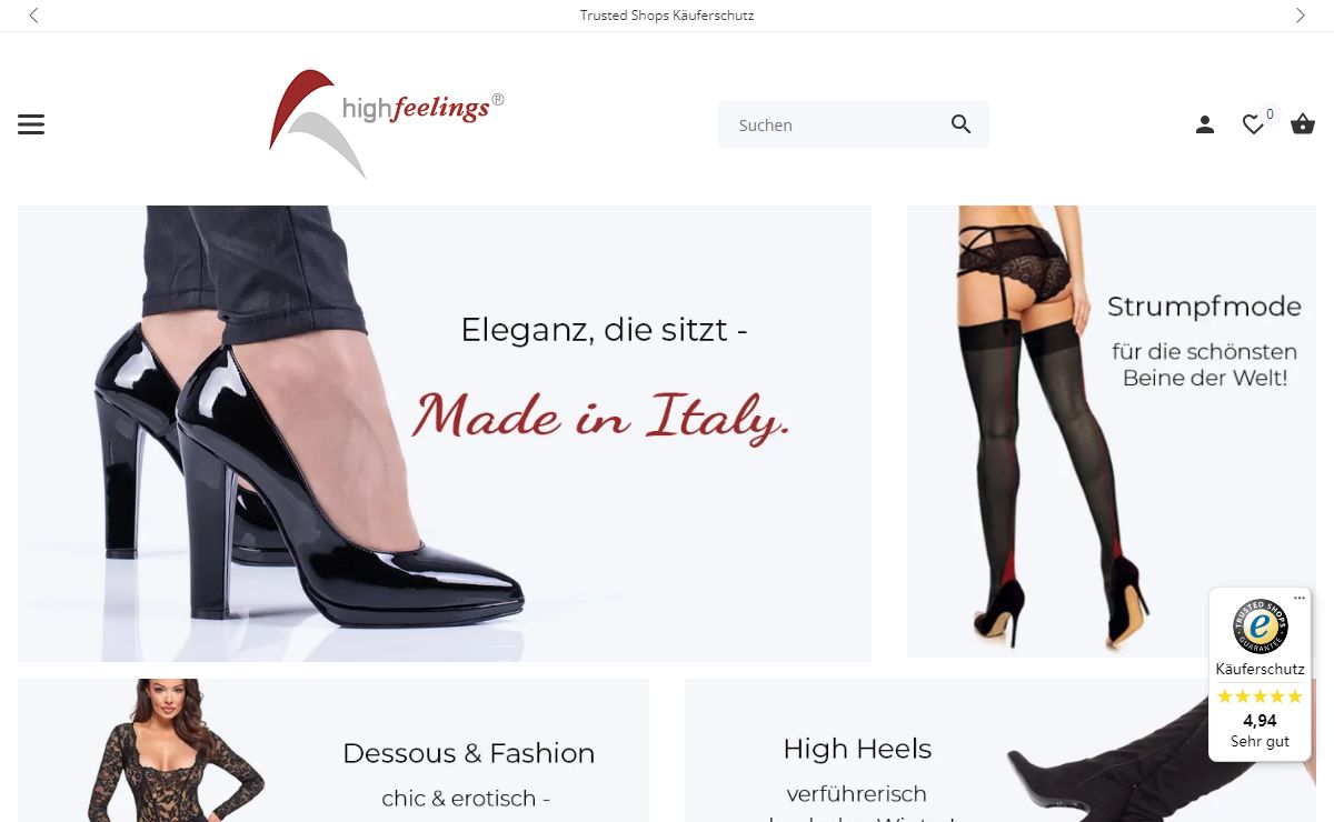 high feelings: Online-Shop für sexy Schuhe & verführerische Outfits
