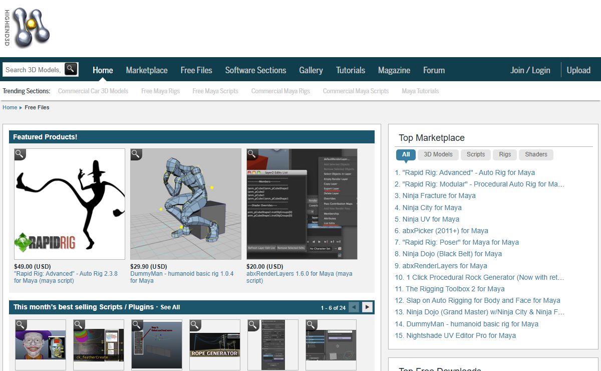Highend3D: High Quality 3D Models, Scripts, Plugins and More! :