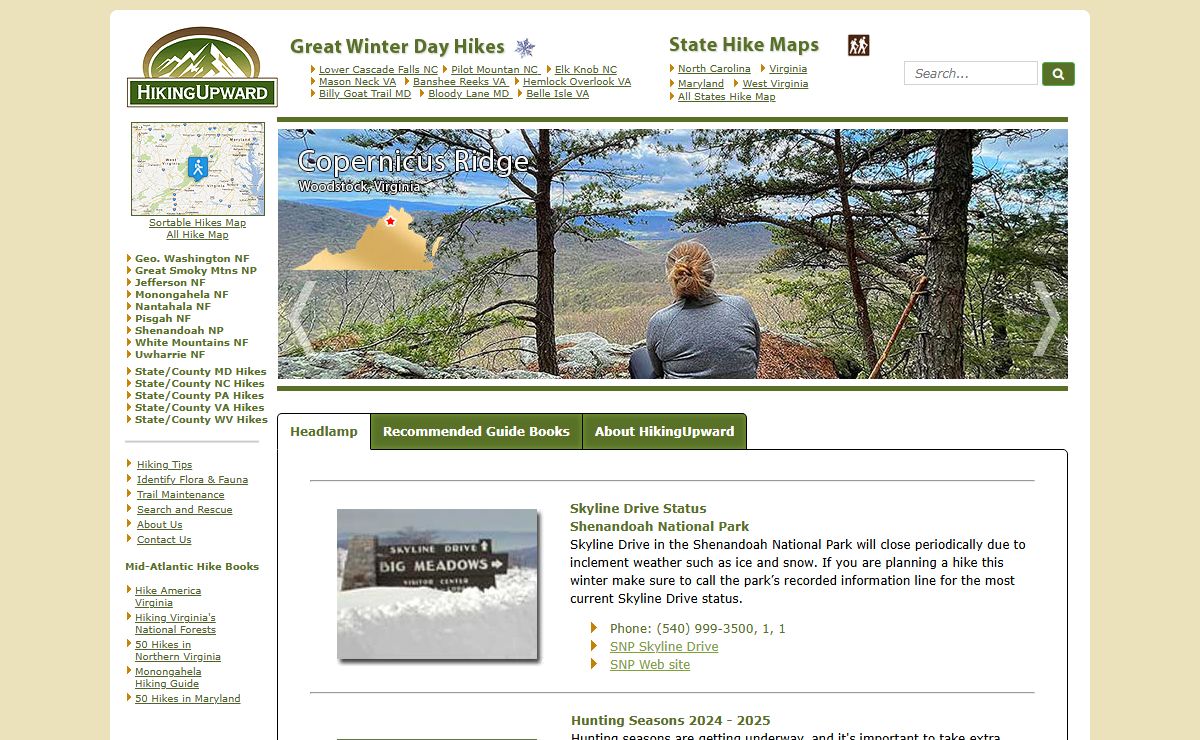 Hiking Virginia, Maryland, West Virginia, and North Carolina