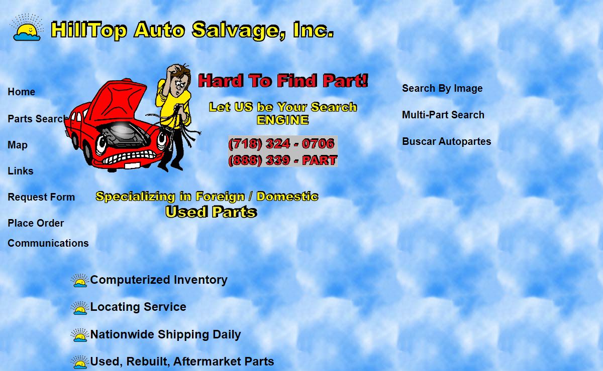 Hilltop Auto Salvage, Specializing in Used Auto Parts and Parts Locating Services.
