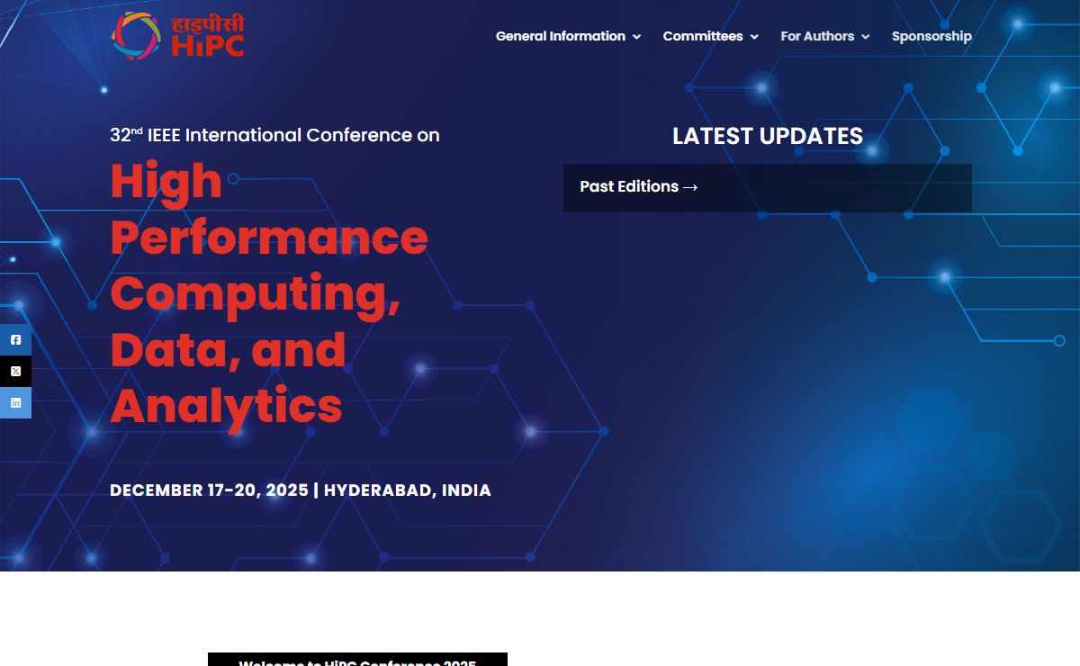 HIPC 2025 | IEEE International Conference on High Performance Computing, Data, and Analytics