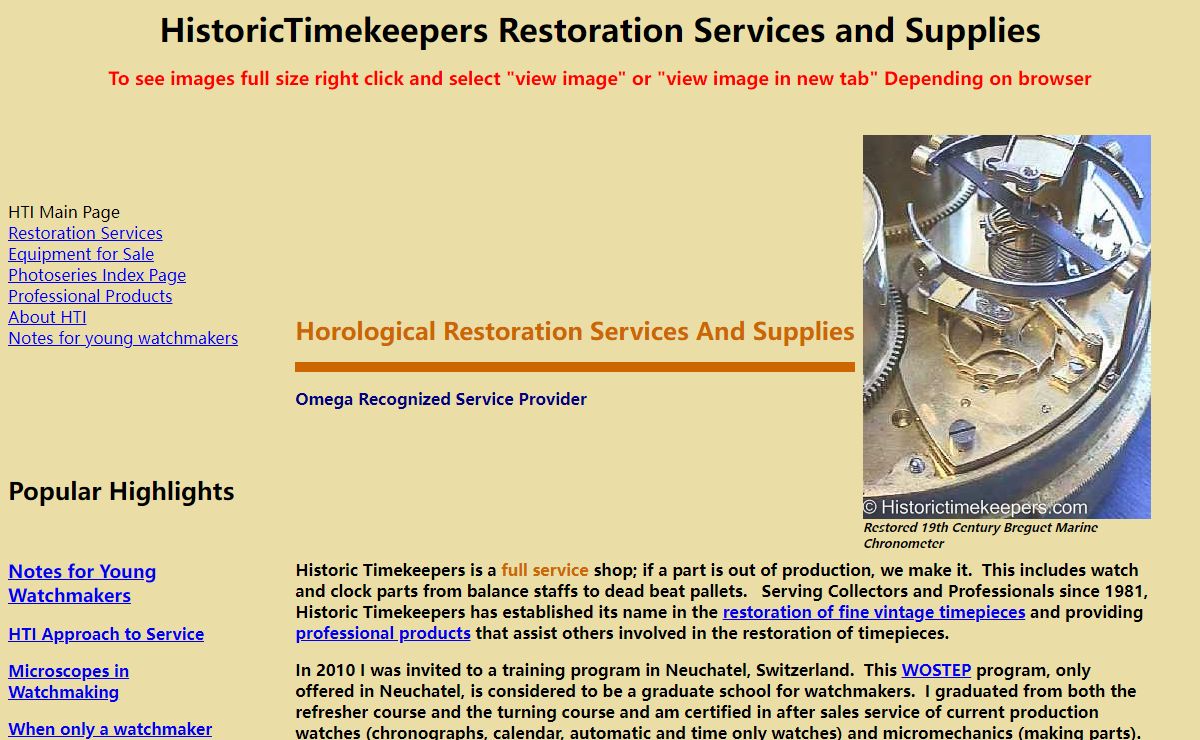 Historic Timekeepers Restoration Services and Supplies