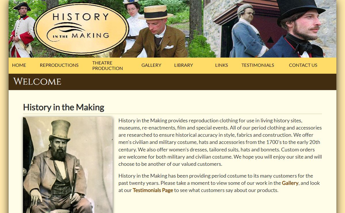History in the Making: reproduction clothing living history re-enactments film