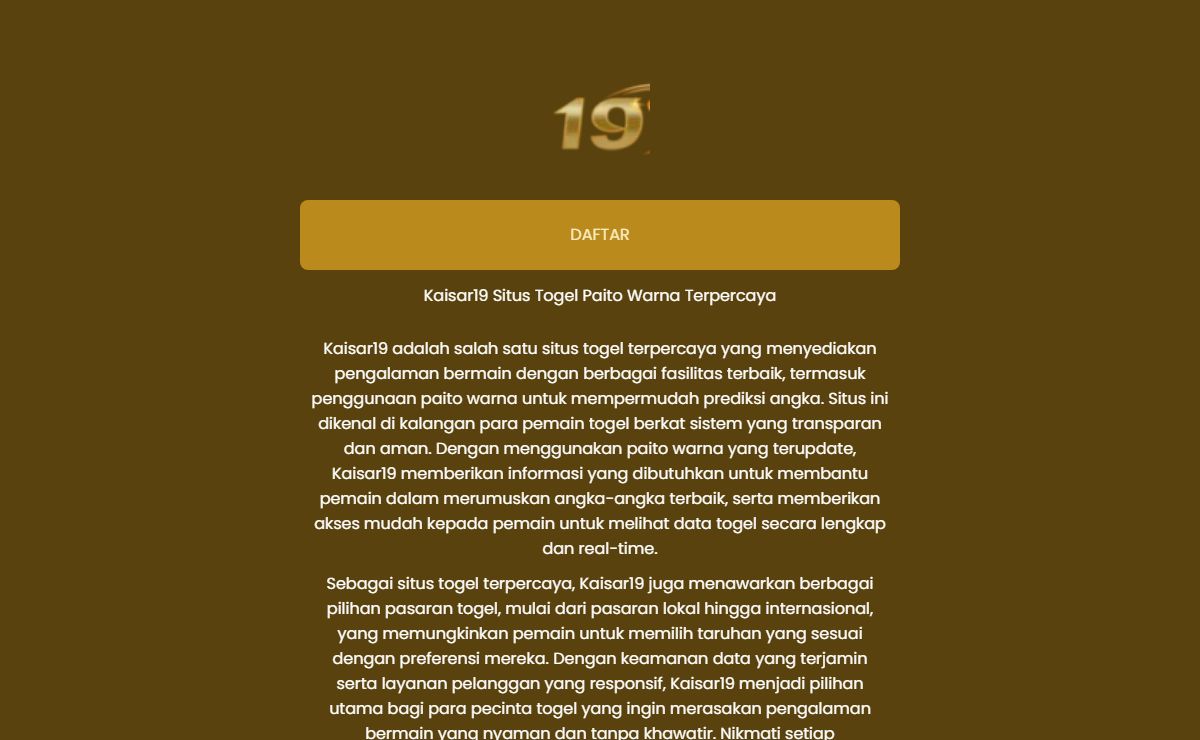 Kaisar19 Situs Togel Paito Warna Terpercaya