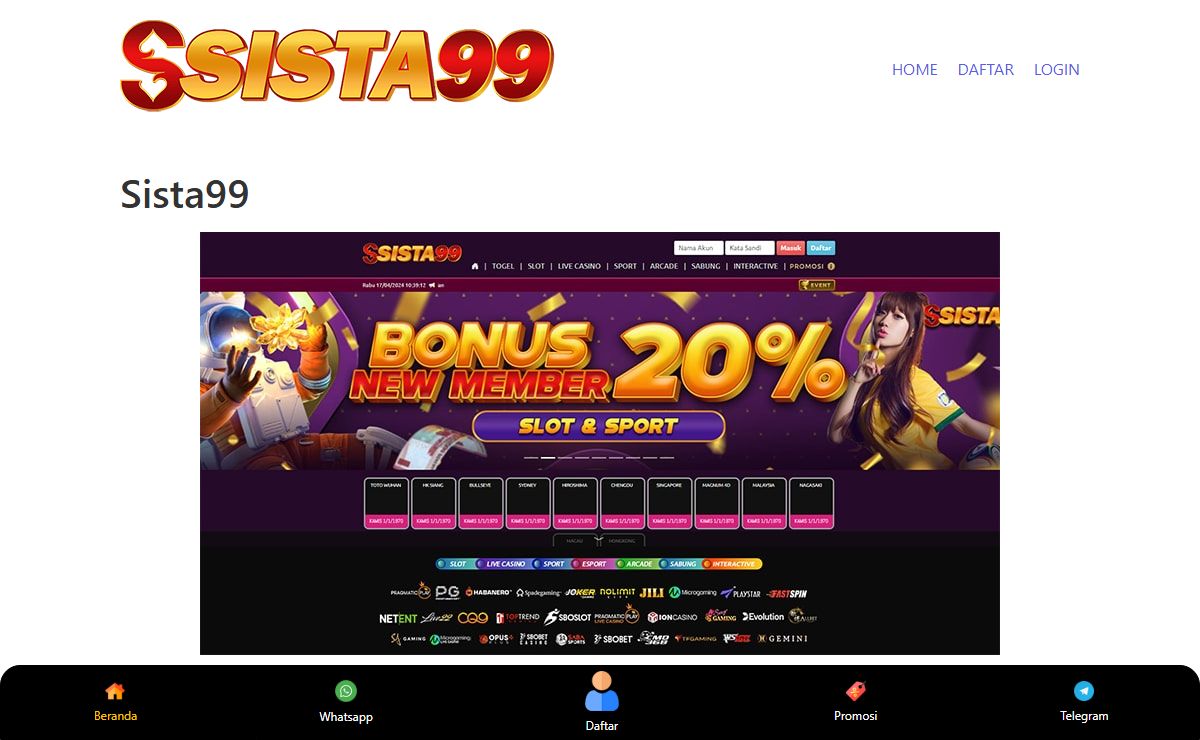 Sista99 - Situs Judi Live Casino Online Resmi Uang Asli