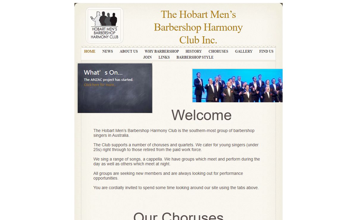 The Hobart Men’s Barbershop Harmony Club Inc.