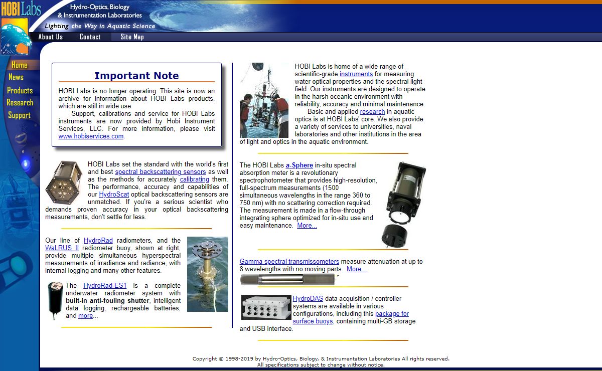 Oceanographic instrumentation & environmental optics - HOBI Labs