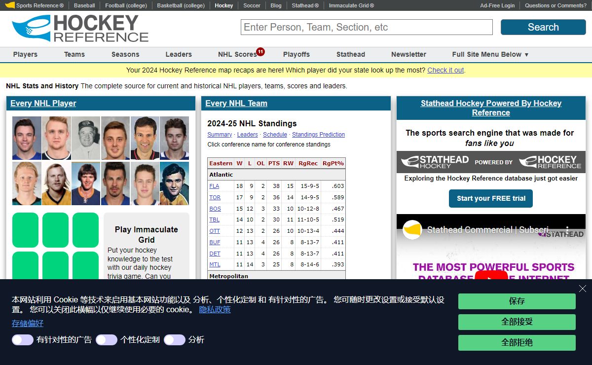 NHL Stats, History, Scores, Standings, Playoffs, Schedule & Records | Hockey-Reference.com