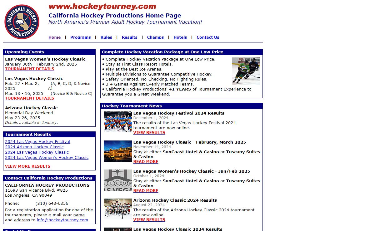 California Hockey Productions Home Page