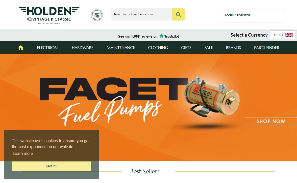 Classic car parts, Vintage car parts, Lucas car parts & Belstaff Jackets from Holden Vintage & Classic UK