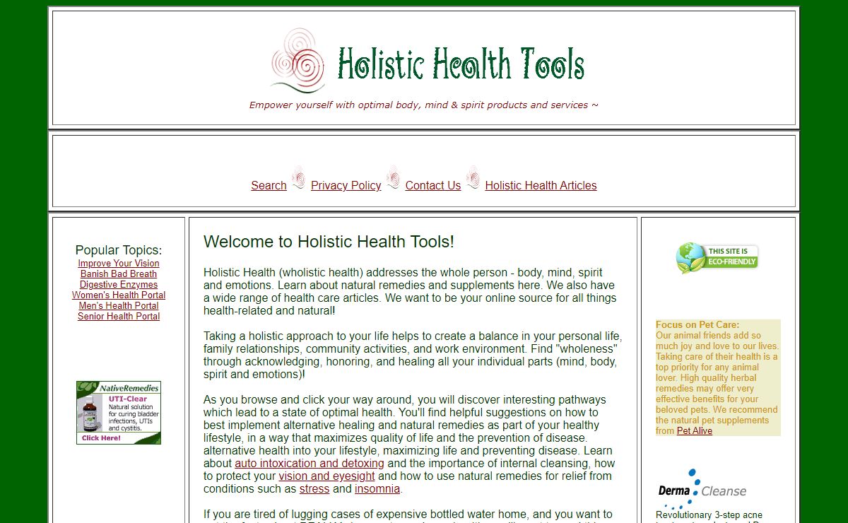 Holistic Health Tools, Natural Remedies, Detoxing and Herbals