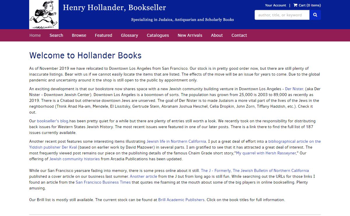 Henry Hollander, Bookseller