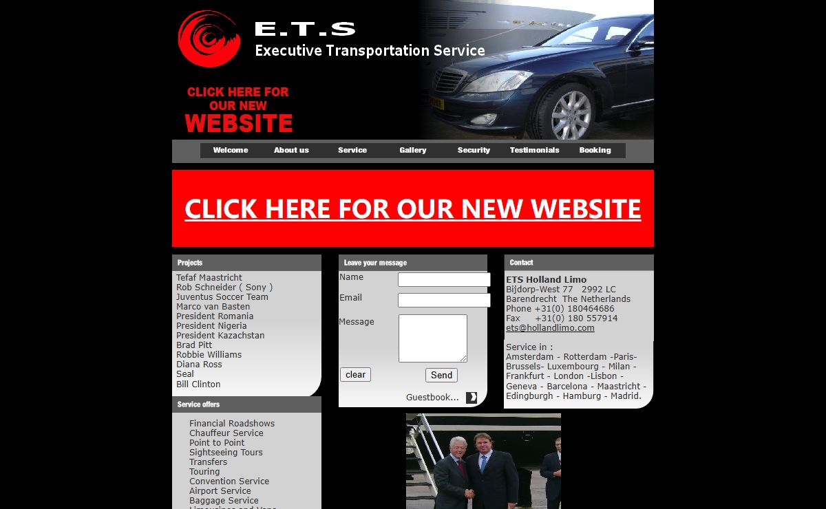 ETS Limousine services based in Amsterdam & Rotterdam -Amsterdam Limo - Chaufeured driven cars & Personal security Car with driver