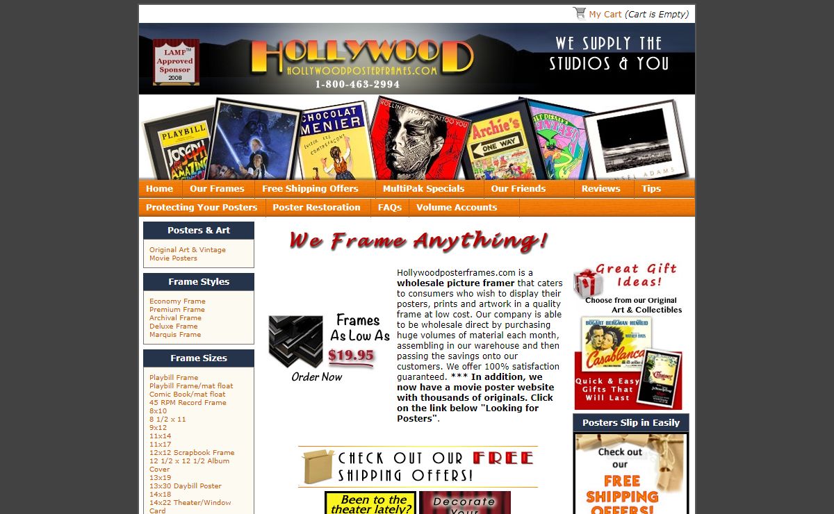 Hollywood Poster Frames - wholesale picture frame supplier and reproduction movie poster supplier