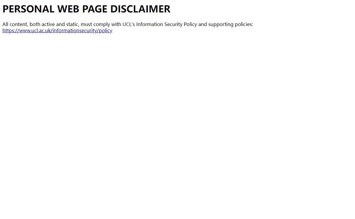 PERSONAL WEB PAGE DISCLAIMER