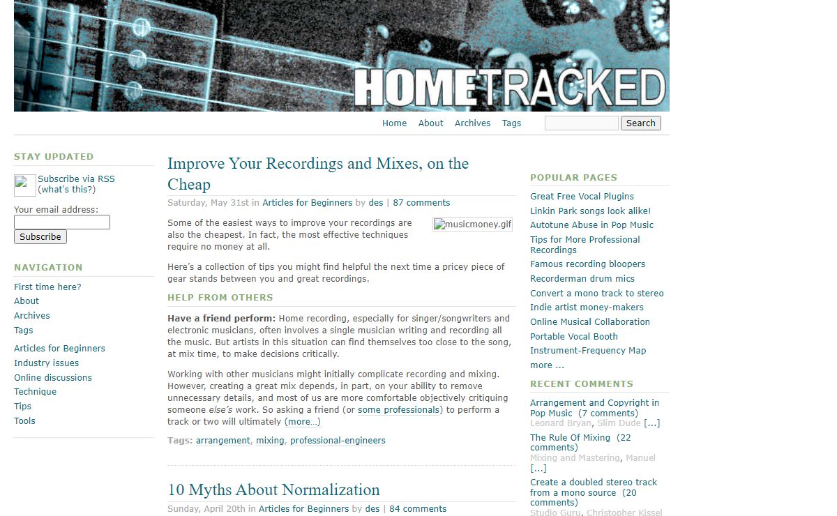 Home recording and project studio blog - Hometracked