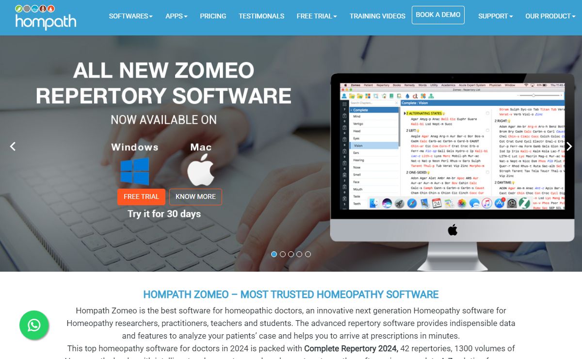 Best Homeopathy Software - HOMPATH ZOMEO
