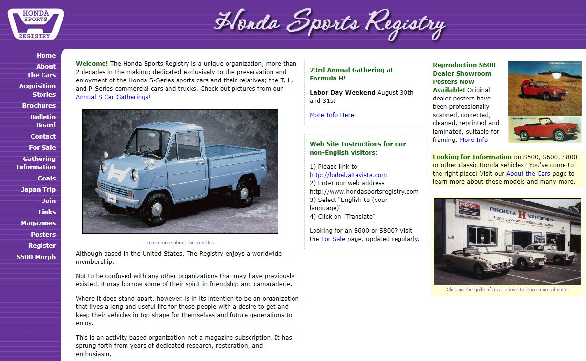 Honda Sports Registry | Classic Honda News and Information