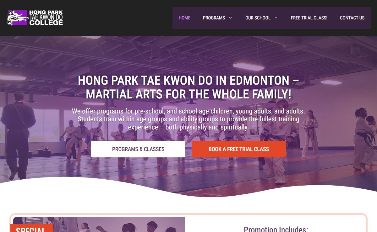 Hong Park Tae Kwon Do College, Edmonton Martial Arts for the Family