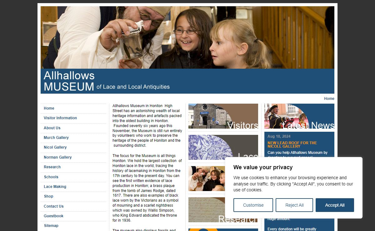 Allhallows Museum of Lace and Local Antiquities, Honiton, Devon