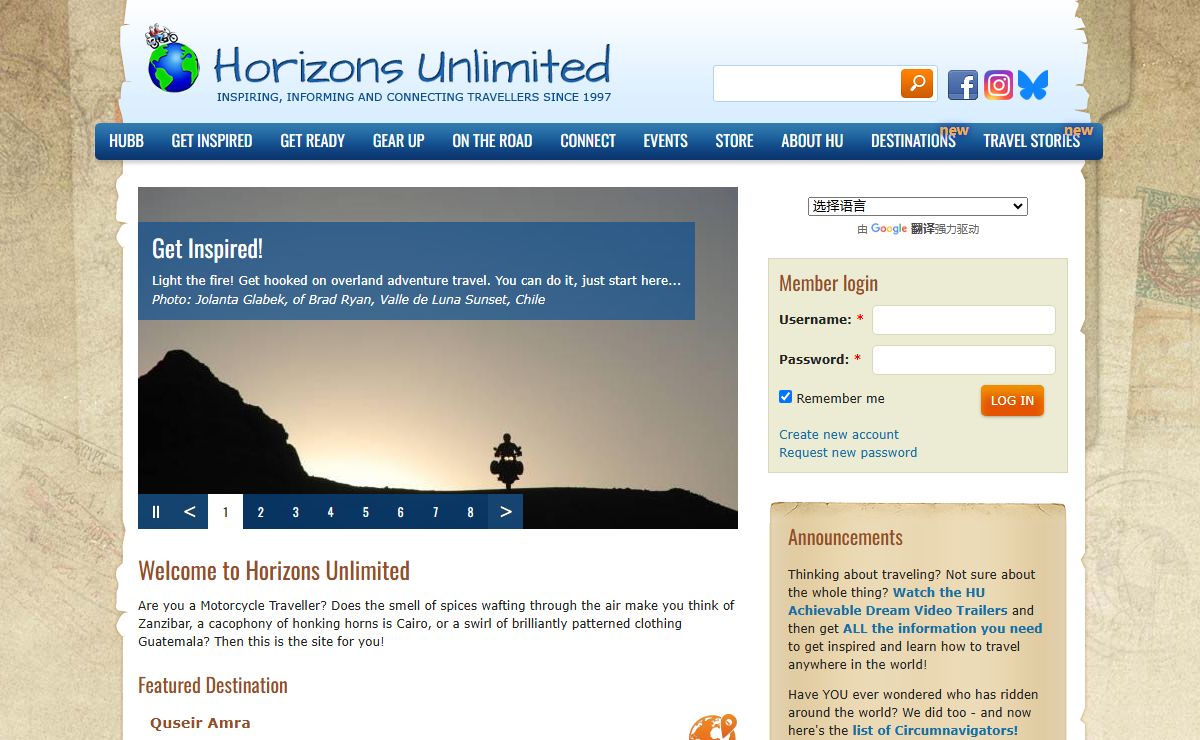Welcome to the global home of motorcycle travel and overland adventure travel! | Horizons Unlimited