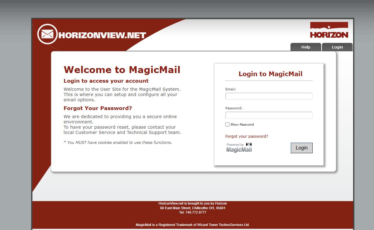 MagicMail Server: Login Page