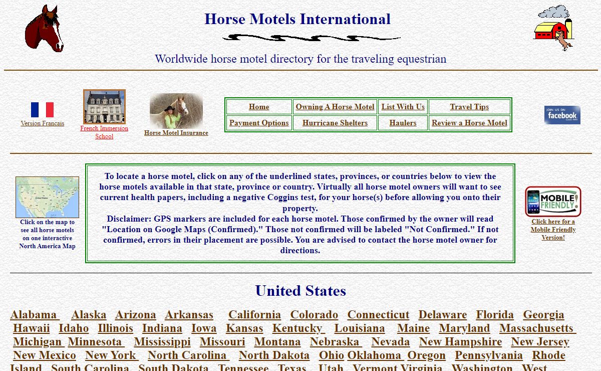 Horse Motels International. Horse motel & overnight stabling directory for the traveling equestrian. We find horse motels, horse hotels, overnight stabling, overnight boarding, horse vacations, ranches, bed and breakfasts, and hurricane shelter.