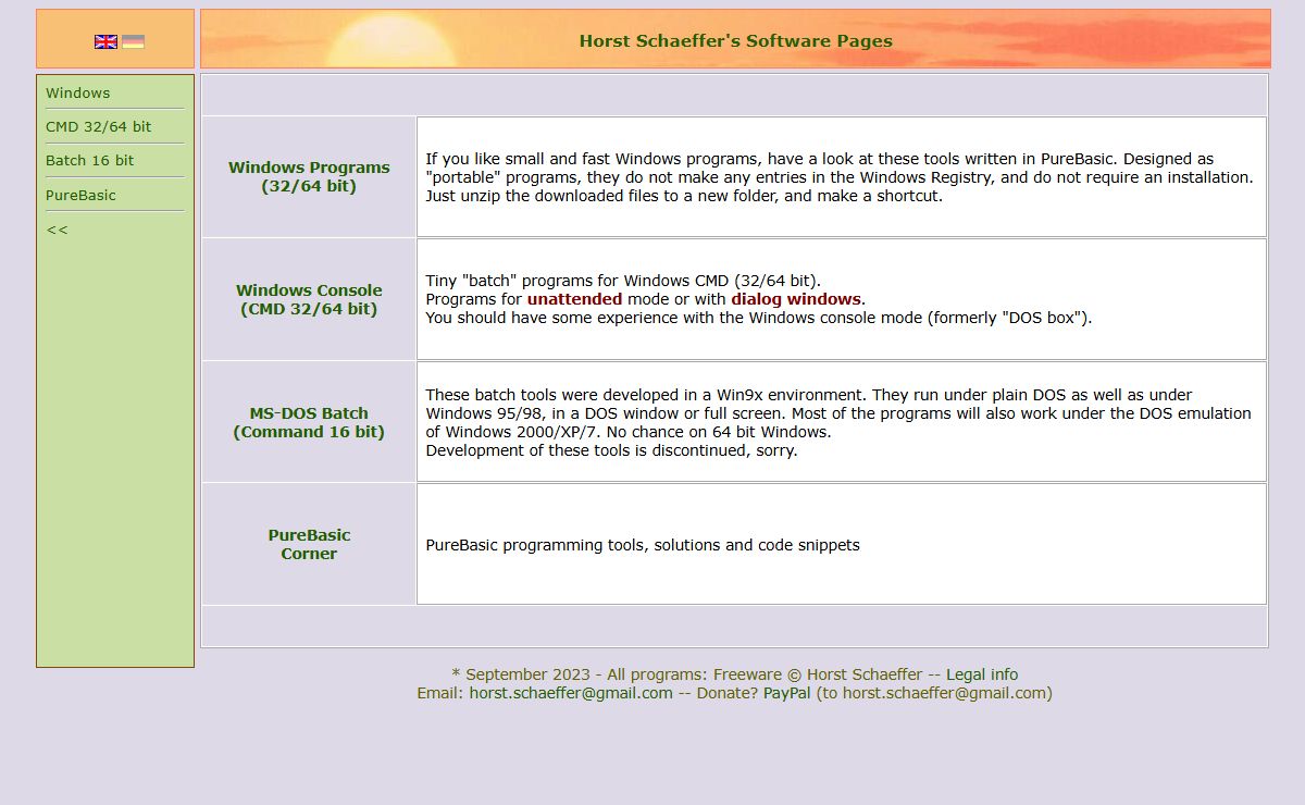 Horst Schaeffer's Software Pages