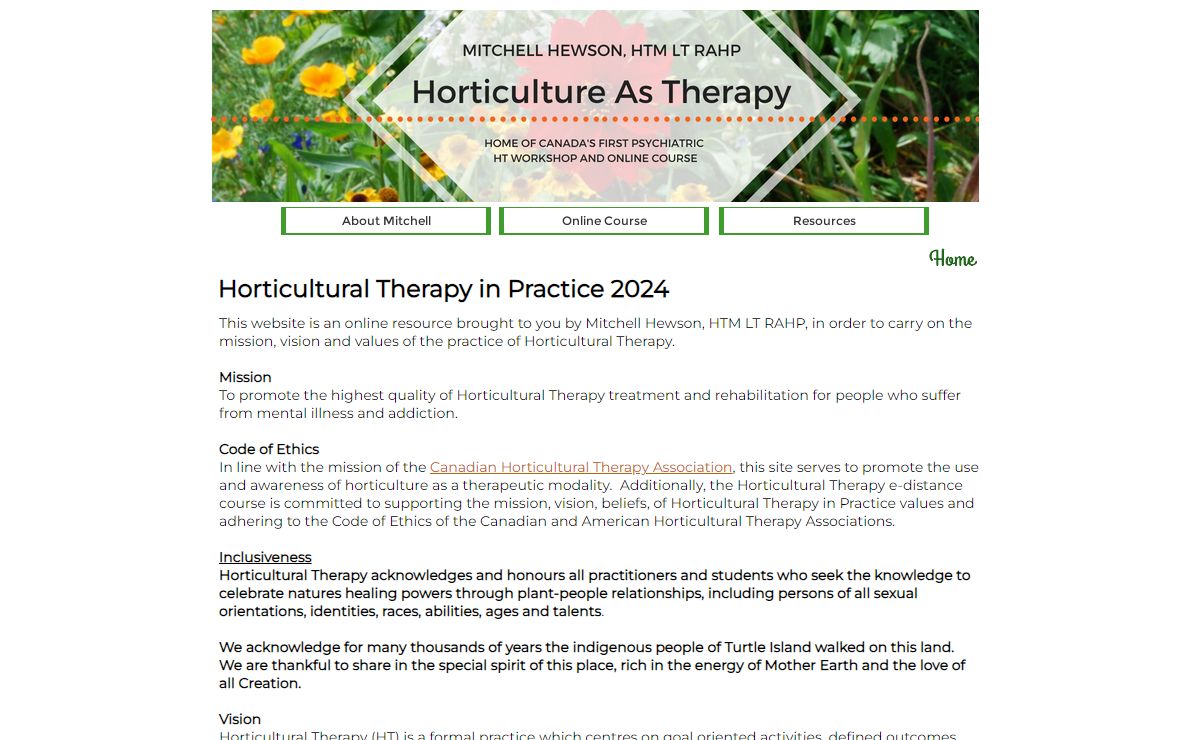 Horticulture As Therapy by Mitchell Hewson