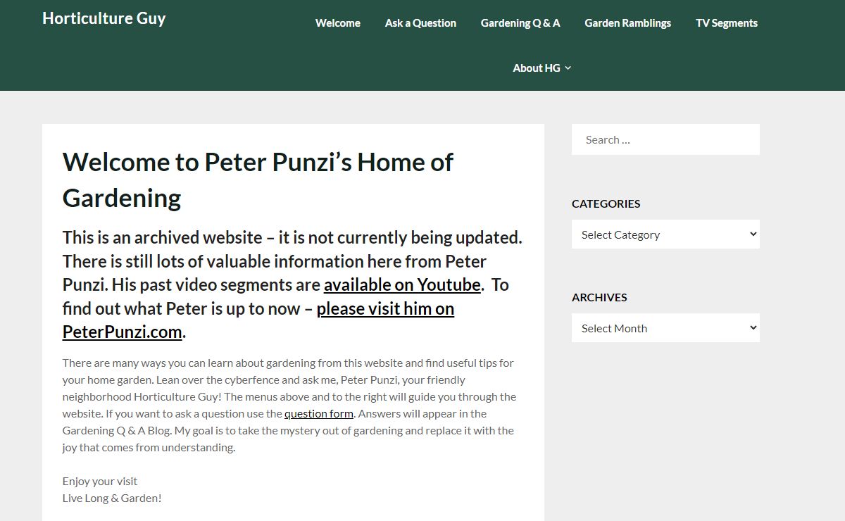 Horticulture Guy – "Live Long and Garden" – Peter Punzi