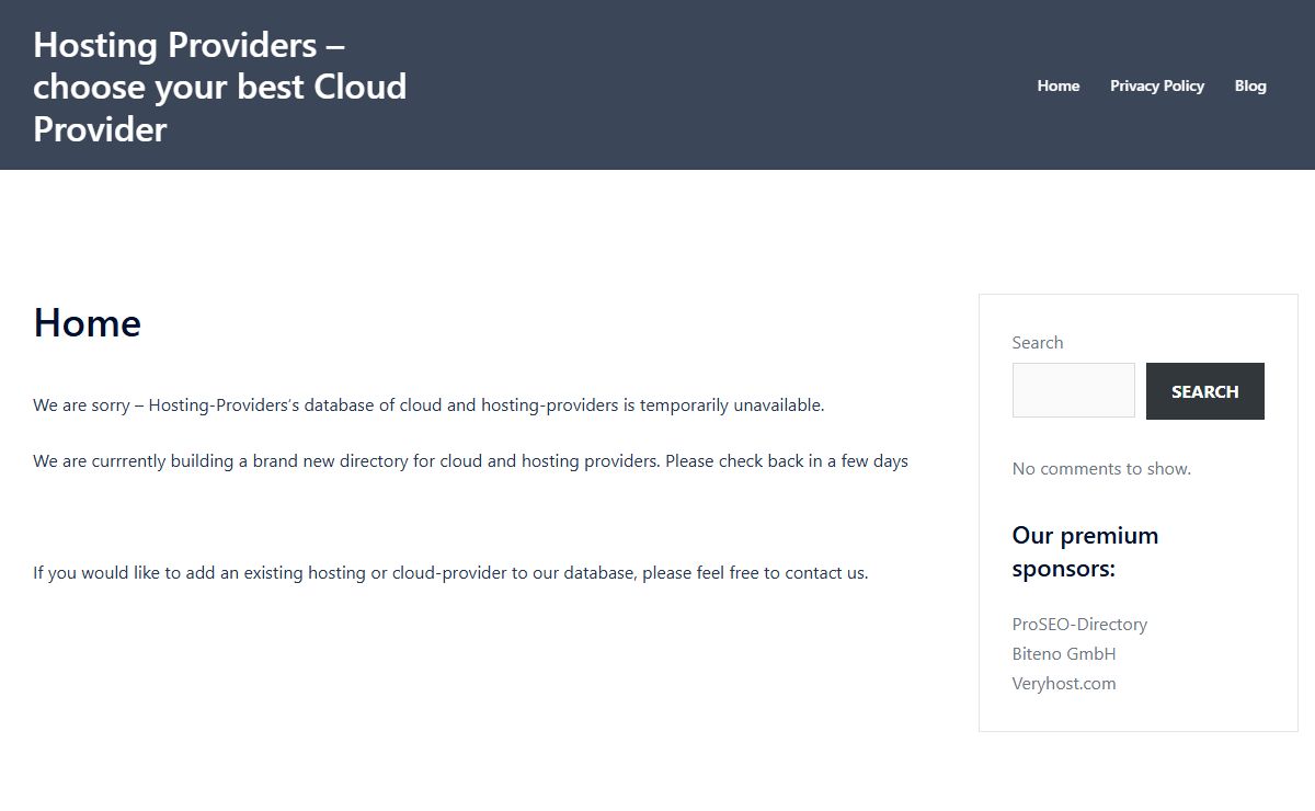 Home - Hosting Providers - choose your best Cloud Provider