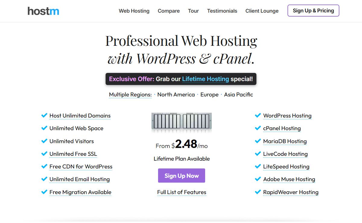 WordPress & cPanel Web Hosting - Lifetime Offer | HostM