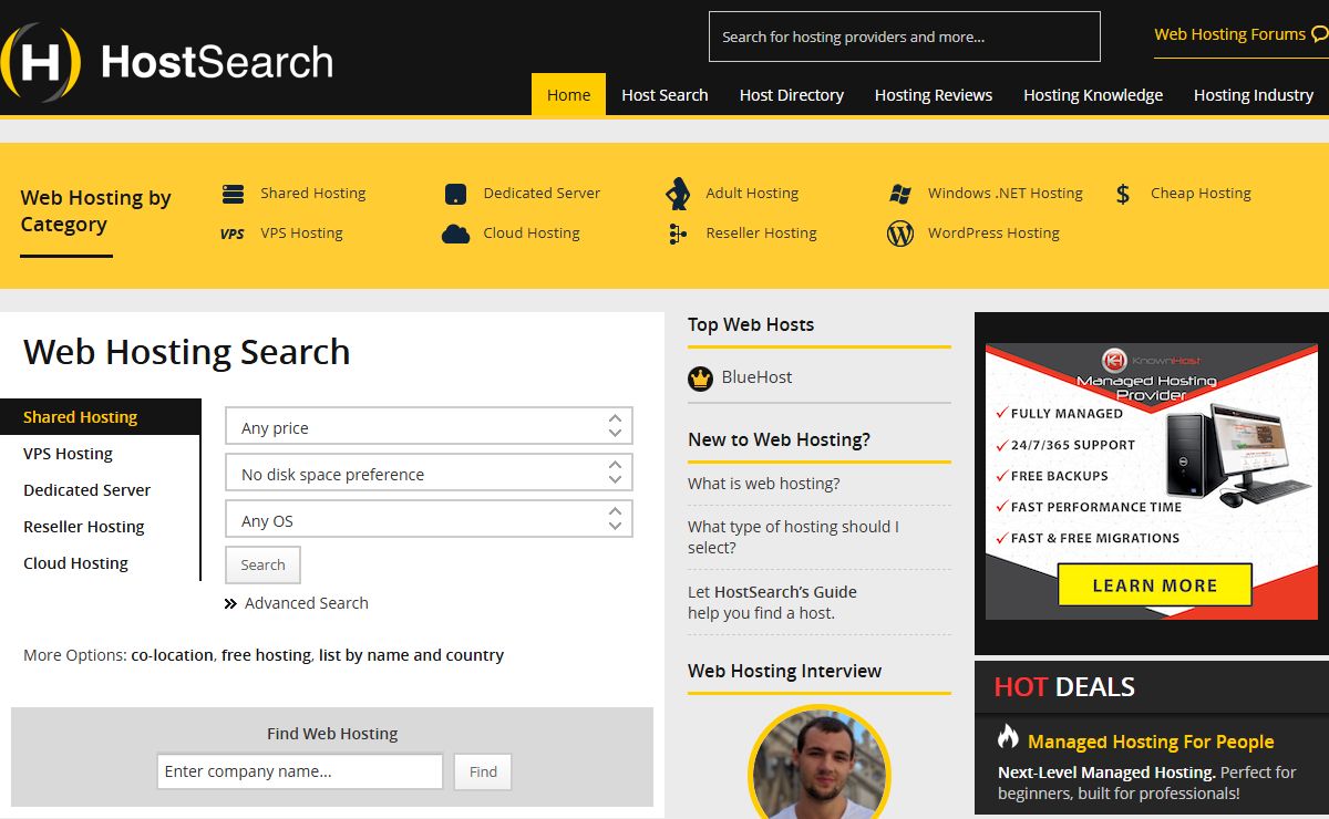 Web Hosting Search - Find the best web hosts with reviews and special offers