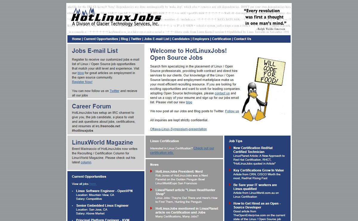 HotLinuxJobs Recruiting Linux Kernel / Open Source Jobs Professionals