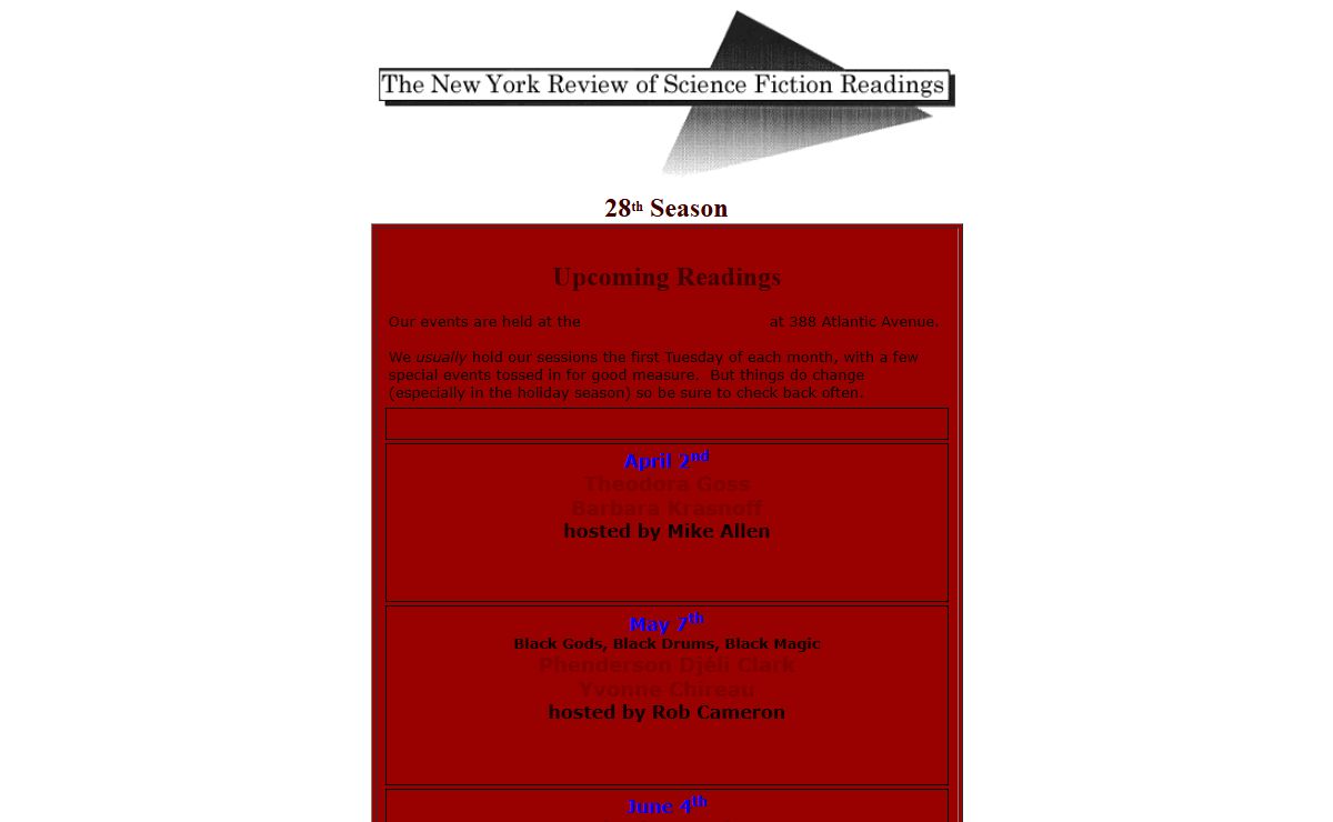 NYRSF Readings
