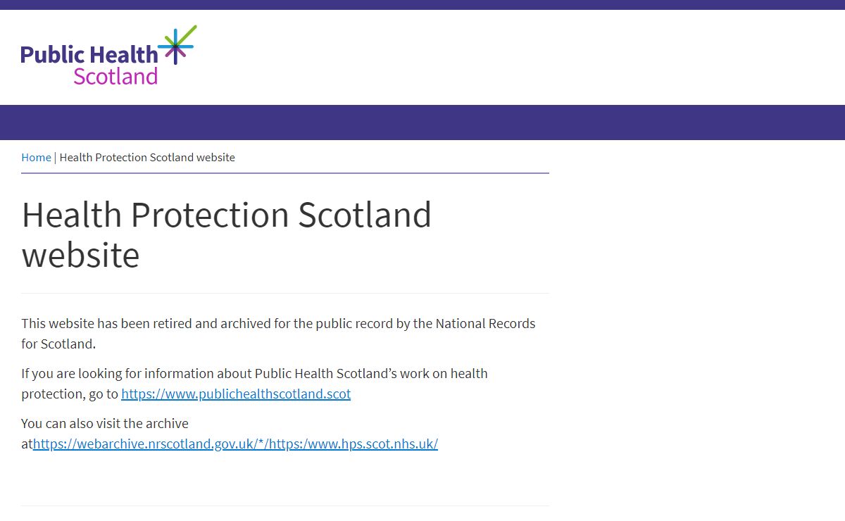 Health Protection Scotland website - Public Health Scotland