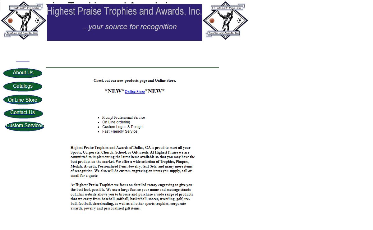 Highest Praise trophies and Awards -- Home