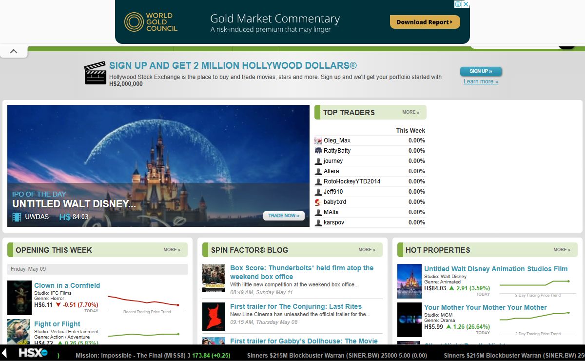 The Entertainment Market - Box Office Futures | HSX.com
