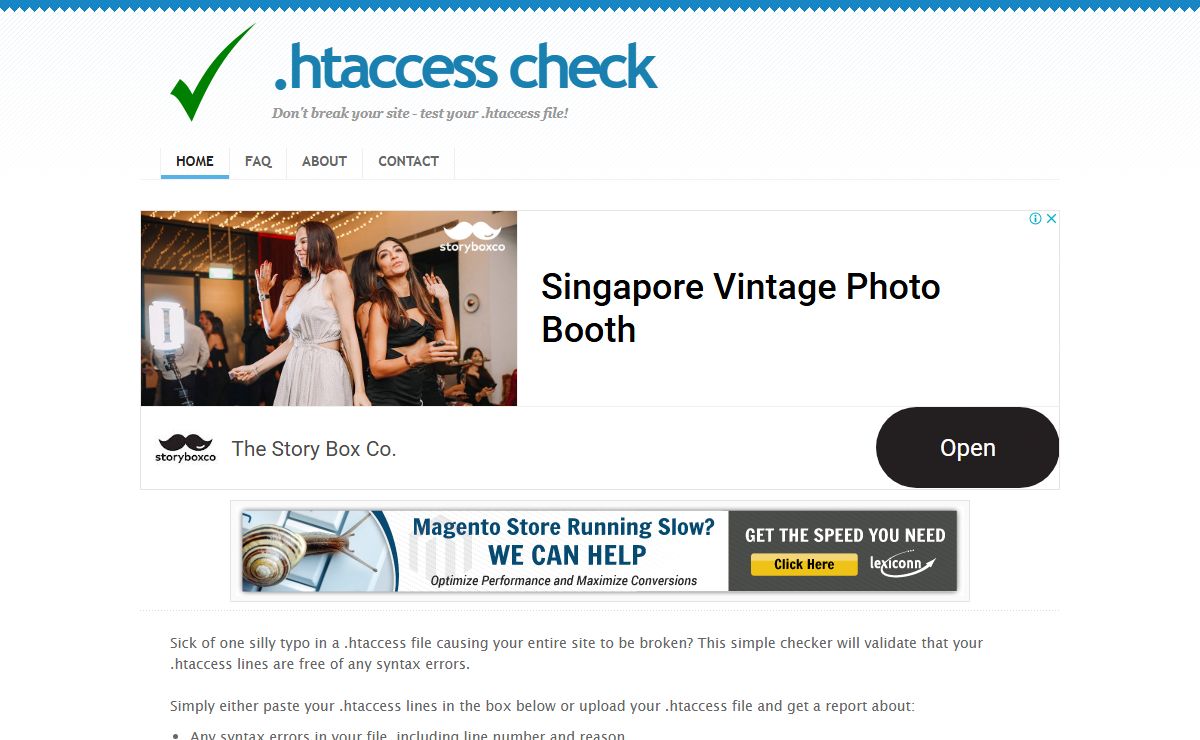 .htaccess check - Syntax checker for Apache .htaccess files