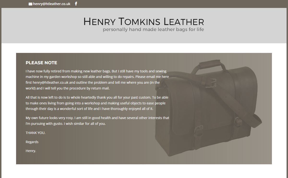 Personally Handmade Leather Bags - Henry Tomkins