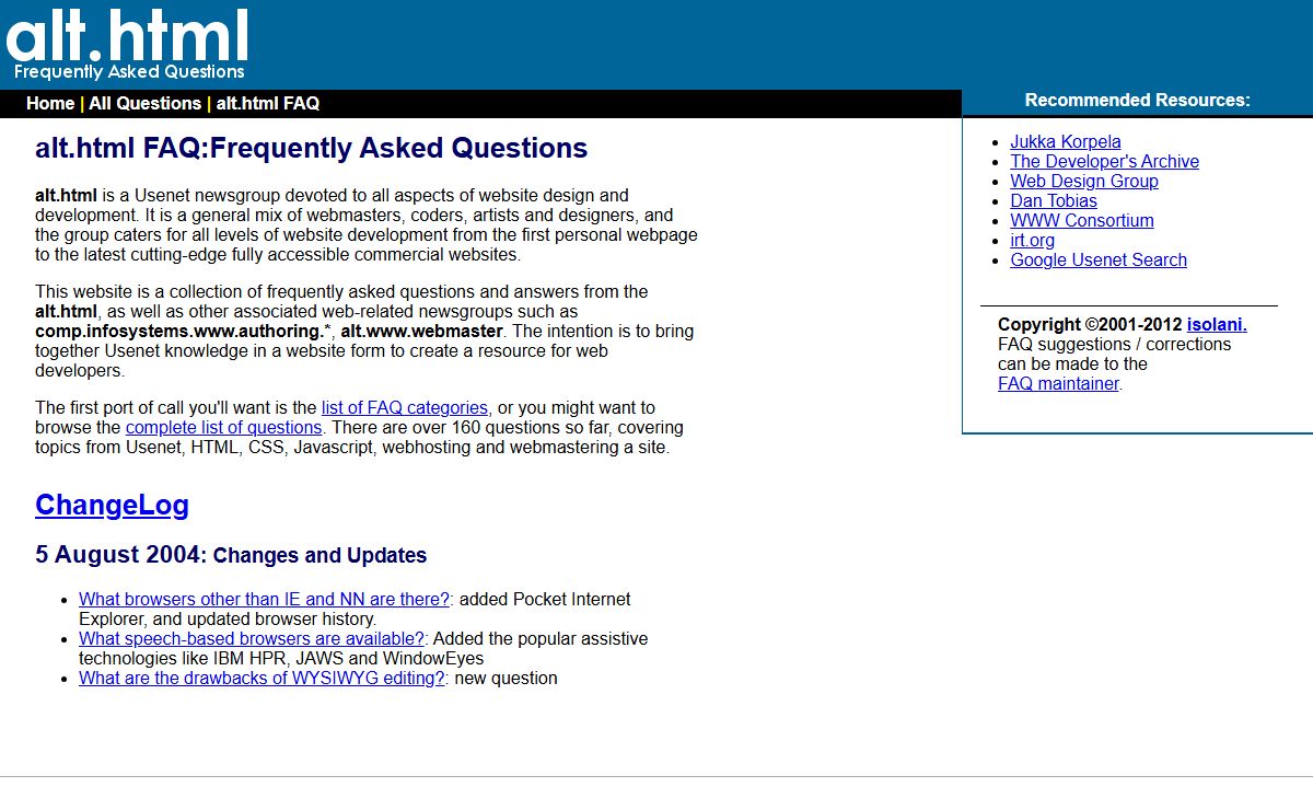 alt.html FAQ:Frequently Asked Questions
