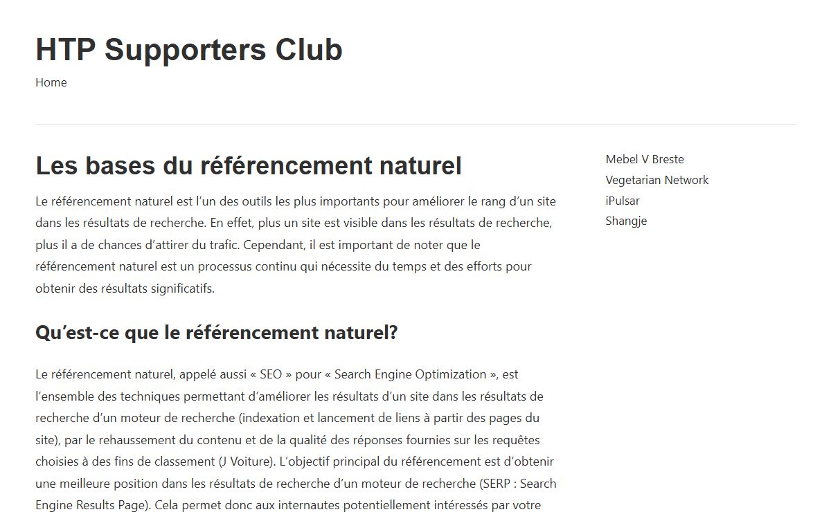 Les bases du référencement naturel - HTP Supporters Club