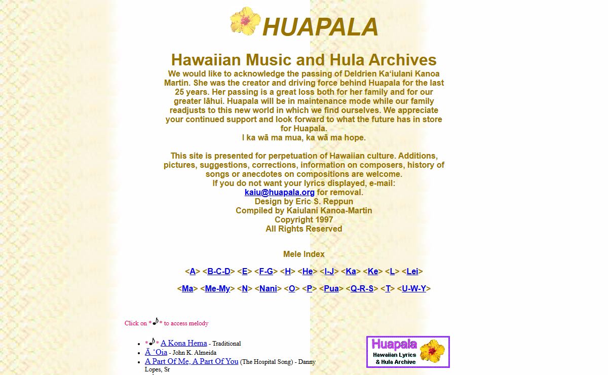 Huapala - Hawaiian Music and Hula Archives
