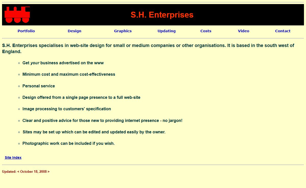 S.H. Enterprises web site design