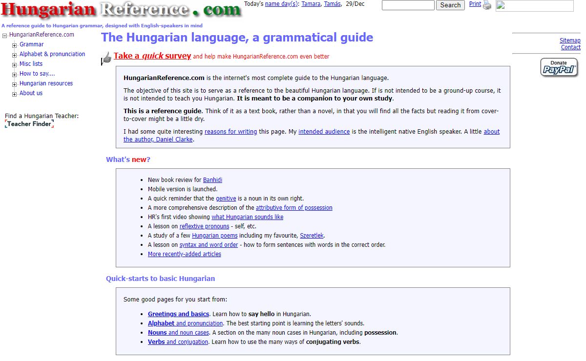 The Hungarian language, a grammatical guide [hungarianreference.com]