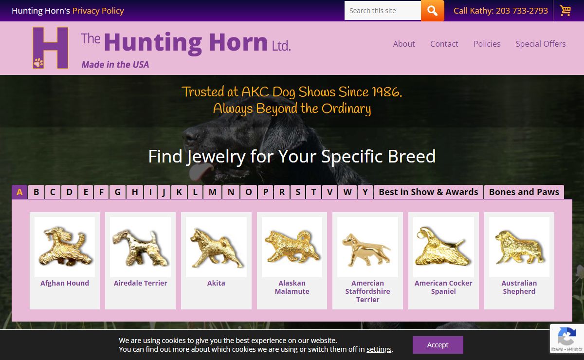 Dog Breed Jewelry in 14K Gold and Sterling Silver; Made in the USA — 14K Gold and Sterling Jewelry for Dog Lovers; Beyond the Ordinary since 1986