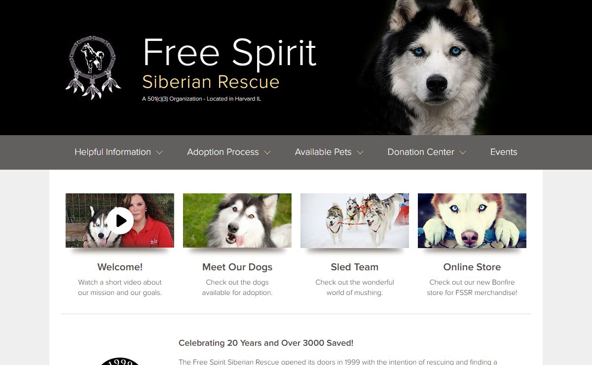 Free Spirit Siberian Rescue - Home